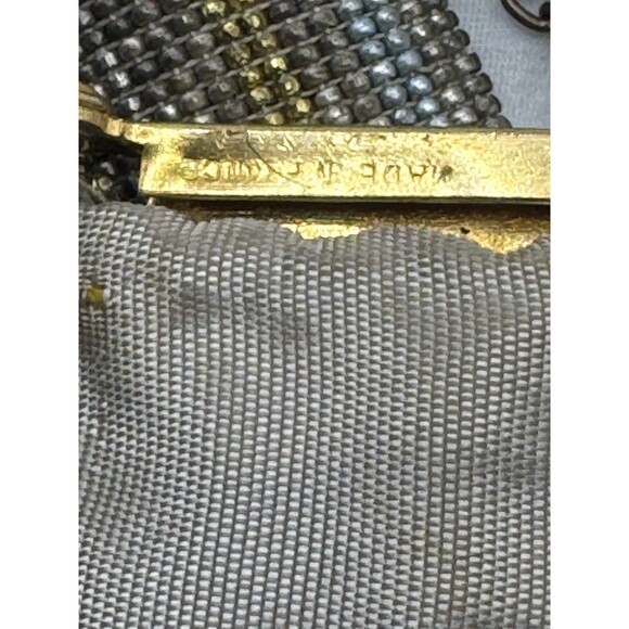 Antique Edwardian 1900s French Steel Mesh Purse Art Nouveau Silver Gold Tone - Picture 8 of 11